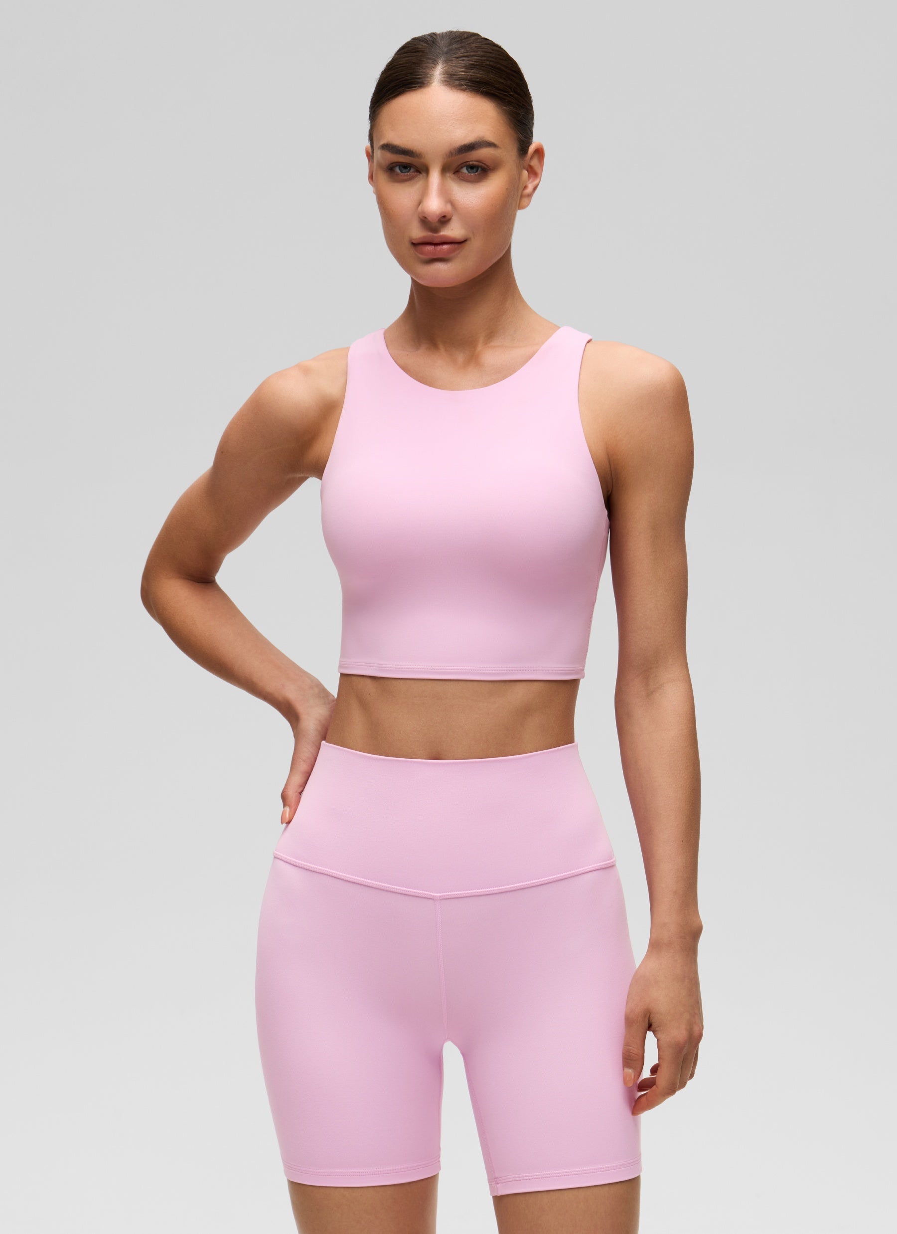CRZ YOGA Yoga Sokongan Rendah Wanita Butterluxe Tank High Neck Racerback Vita Pink