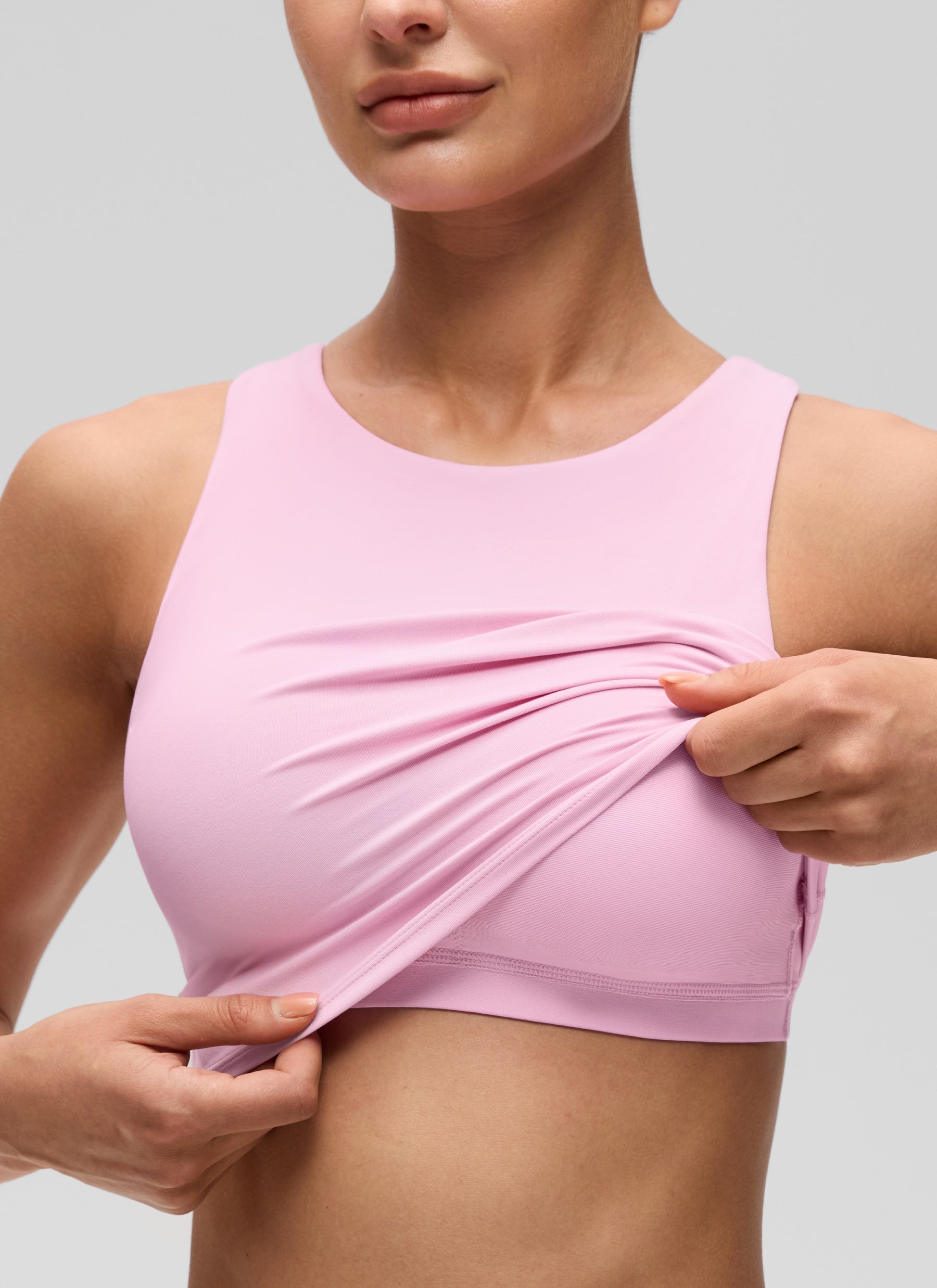 CRZ YOGA Yoga Sokongan Rendah Wanita Butterluxe Tank High Neck Racerback Vita Pink