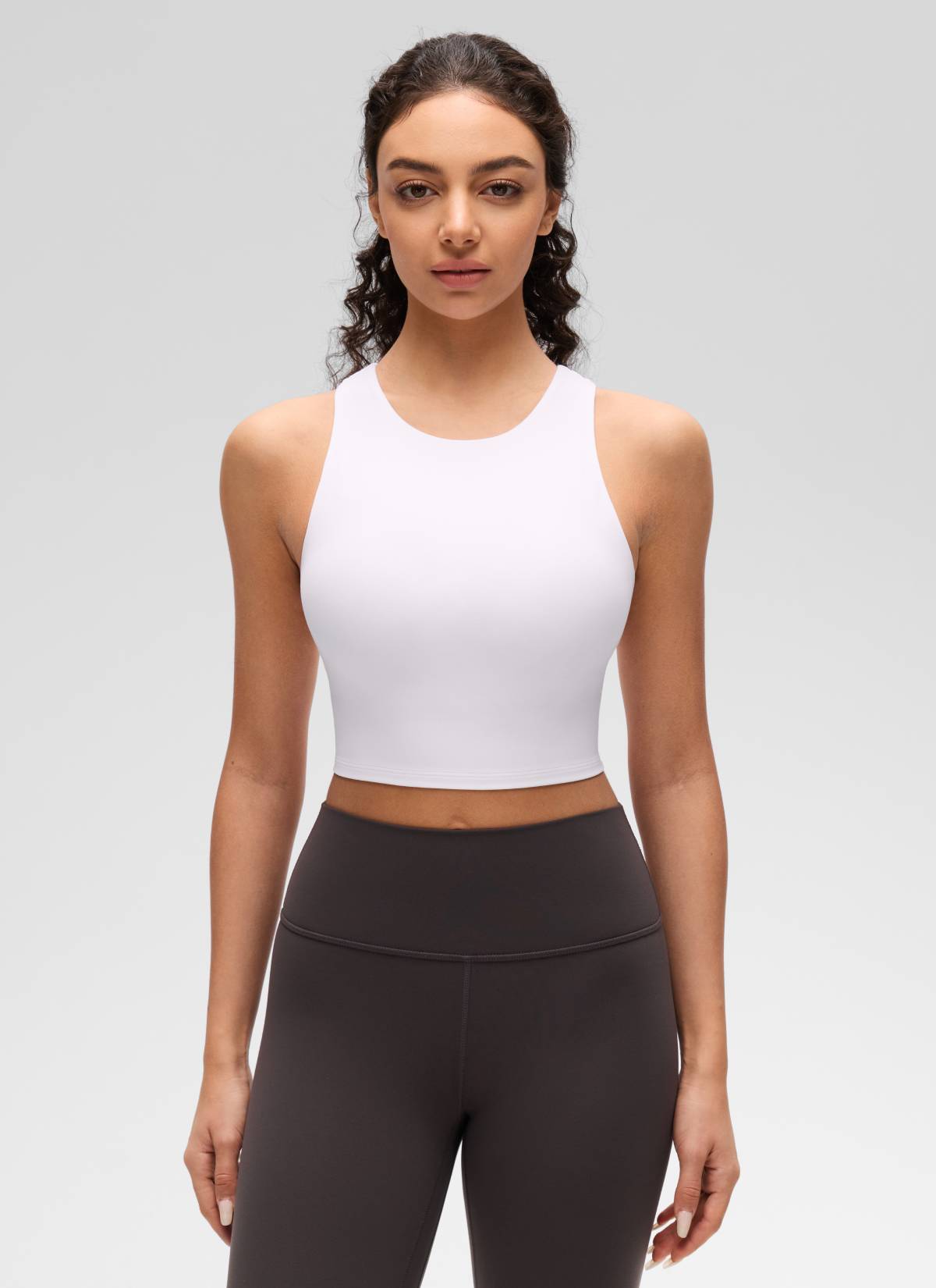 CRZ YOGA Yoga Sokongan Rendah Wanita Butterluxe Leher Tinggi Tank Racerback Putih
