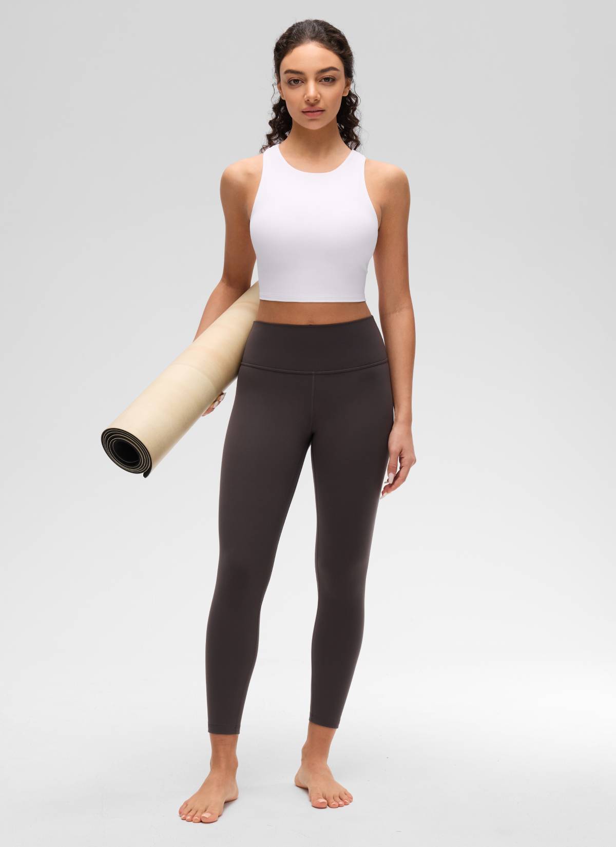 CRZ YOGA Yoga Sokongan Rendah Wanita Butterluxe Leher Tinggi Tank Racerback Putih