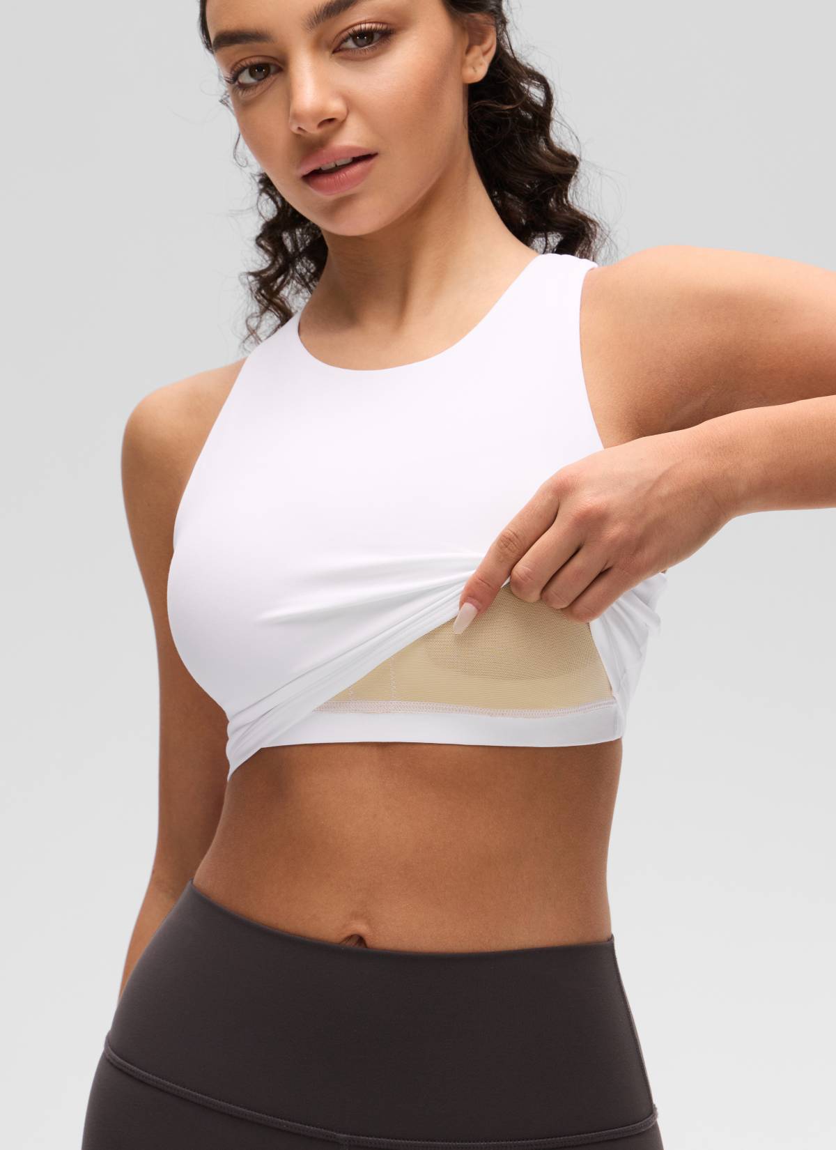 CRZ YOGA Yoga Sokongan Rendah Wanita Butterluxe Leher Tinggi Tank Racerback Putih