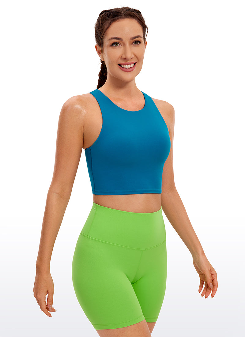 CRZ YOGA Tank Top Sukan Sokongan Rendah Butterluxe Berleher Tinggi Belakang Racerback Wanita Super-sonic Blue