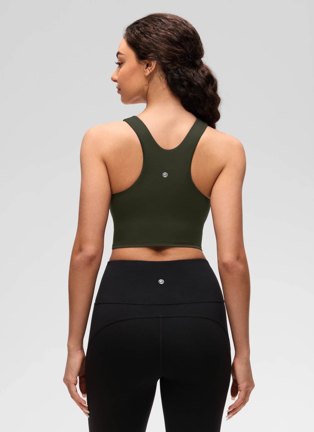 CRZ YOGA Yoga Sokongan Rendah Wanita Butterluxe Leher Tinggi Tank Racerback Hijau Zaitun