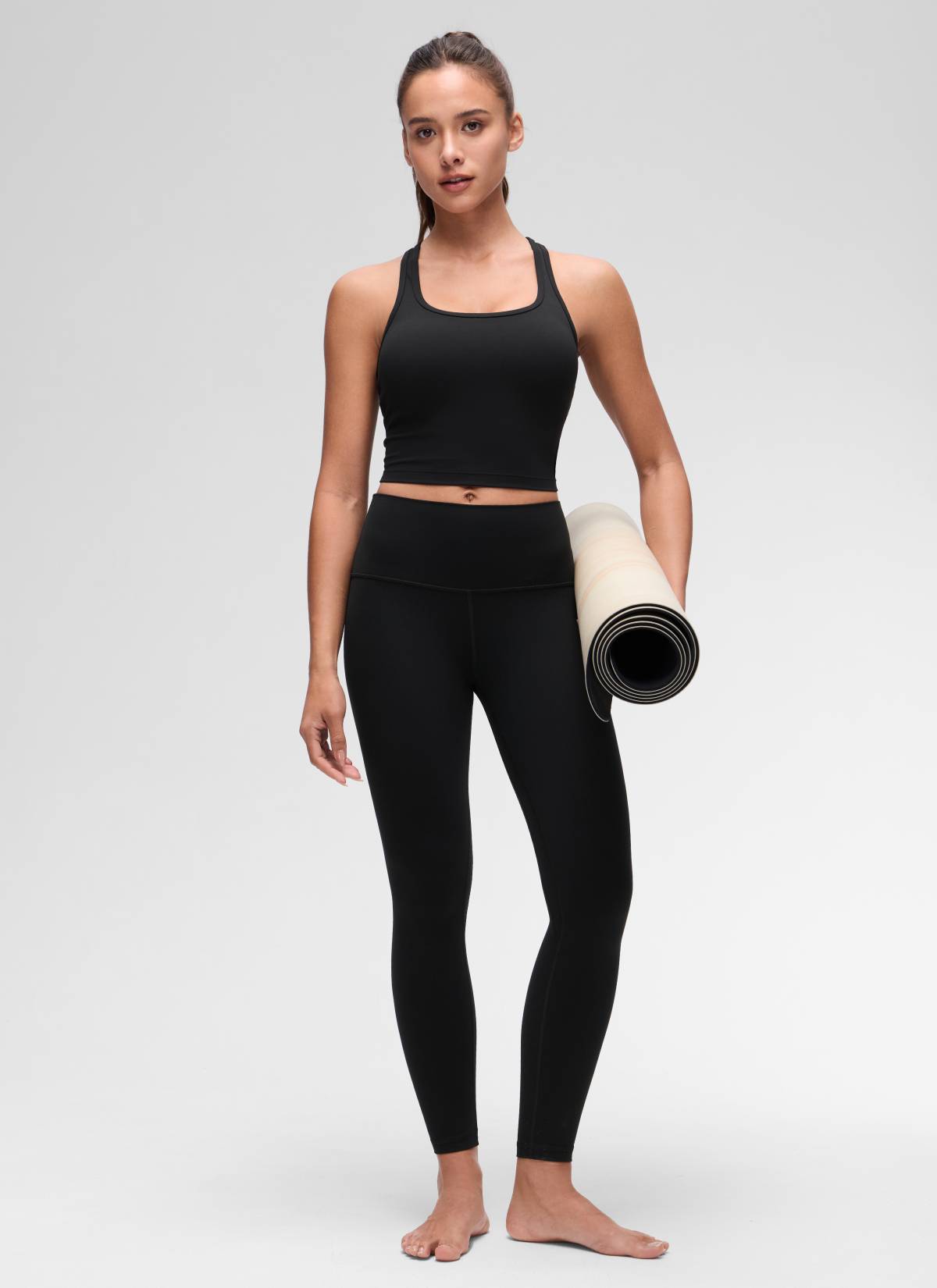 CRZ YOGA Yoga Wanita Sokongan rendah Butterluxe Bra Leher Serong Belakang-Y Hitam