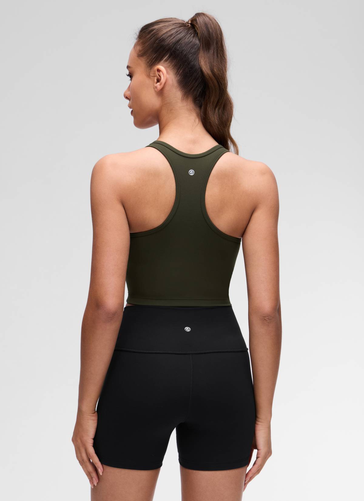 CRZ YOGA Yoga Wanita Sokongan rendah Butterluxe Bra Leher Serong Belakang-Y Hijau Zaitun