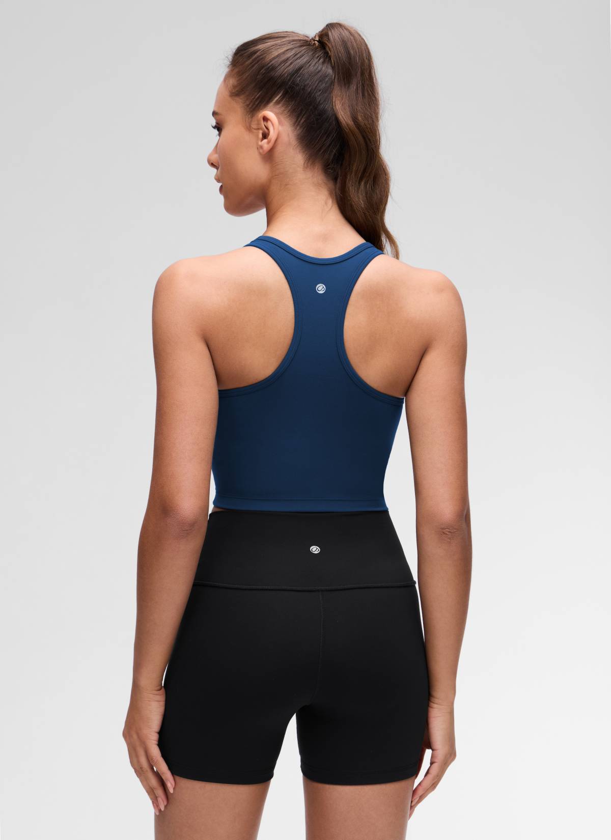 CRZ YOGA Yoga Wanita Sokongan rendah Butterluxe Bra Leher Serong Belakang Tentera Laut Perancis
