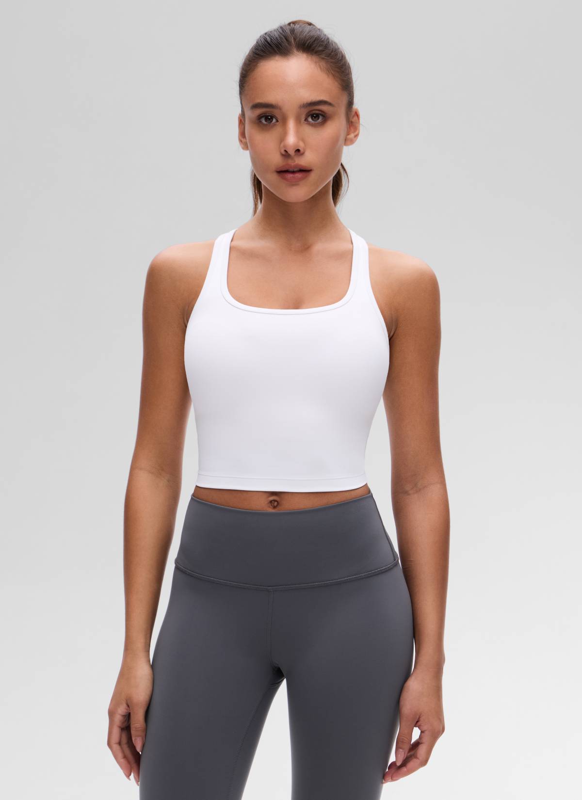CRZ YOGA Yoga Wanita Sokongan rendah Butterluxe Bra Leher Serong Belakang Putih