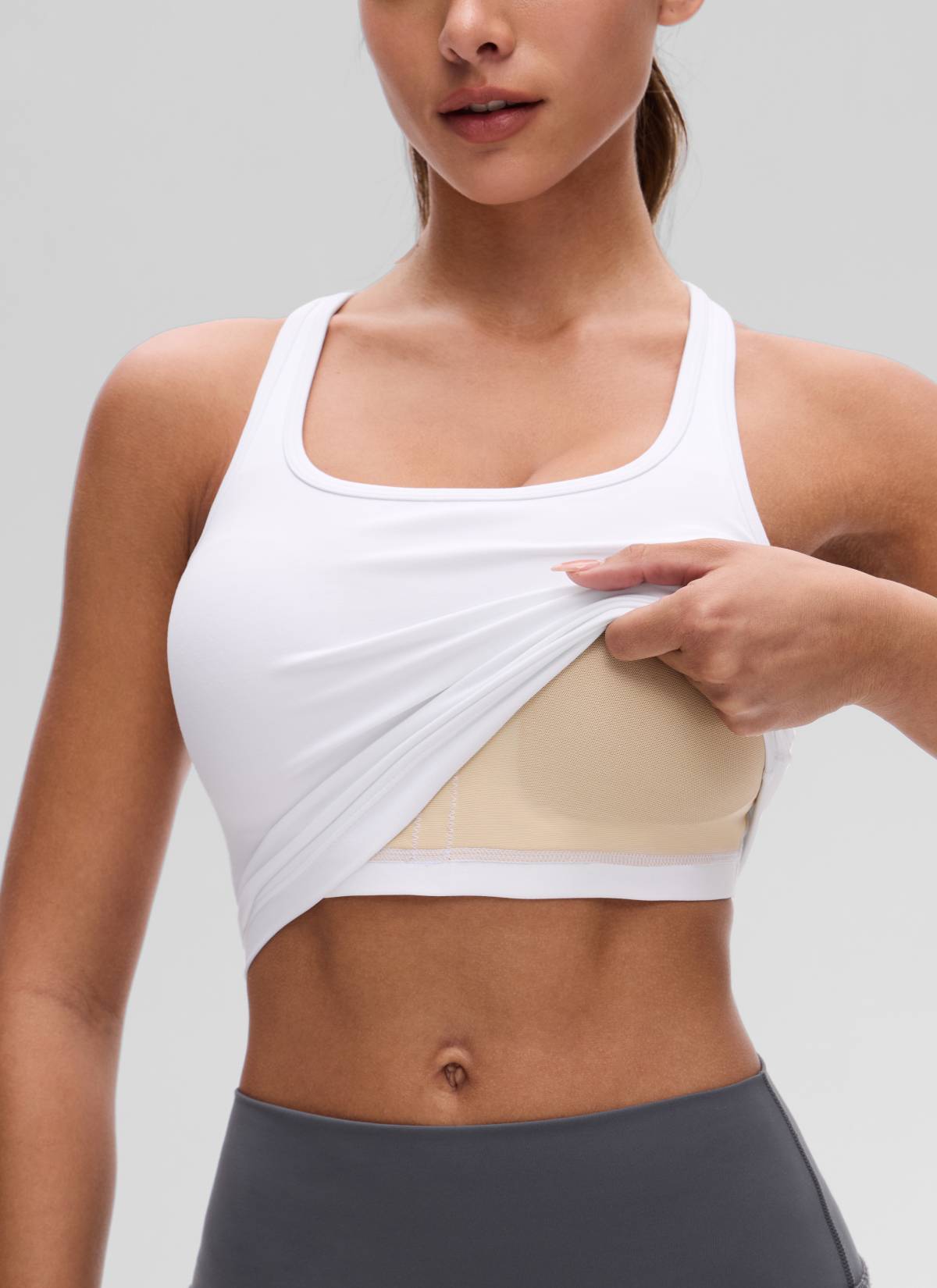 CRZ YOGA Yoga Wanita Sokongan rendah Butterluxe Bra Leher Serong Belakang Putih