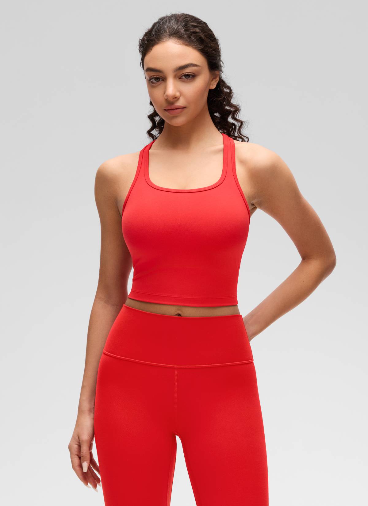 CRZ YOGA Yoga Wanita Sokongan rendah Butterluxe Bra Leher Serong Belakang-Y Merah Tua