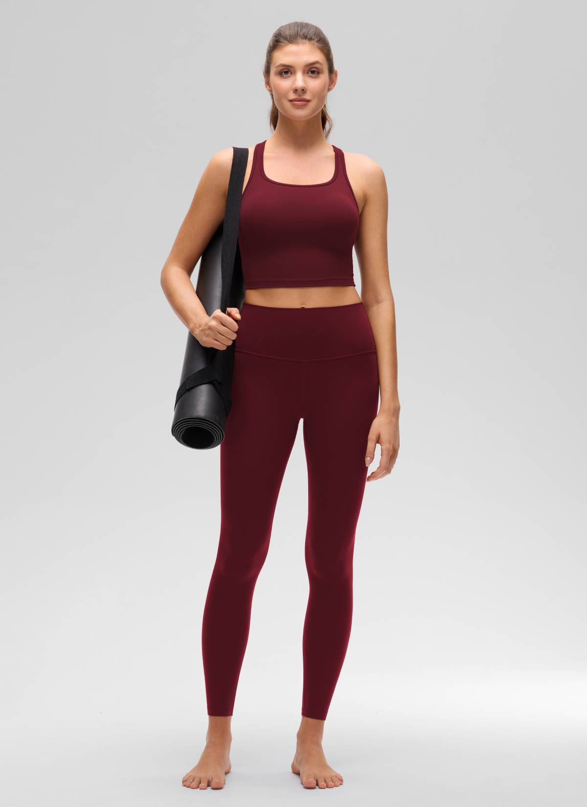 CRZ YOGA Yoga Wanita Sokongan rendah Butterluxe Bra Leher Serong Y-Back Merah Merlot
