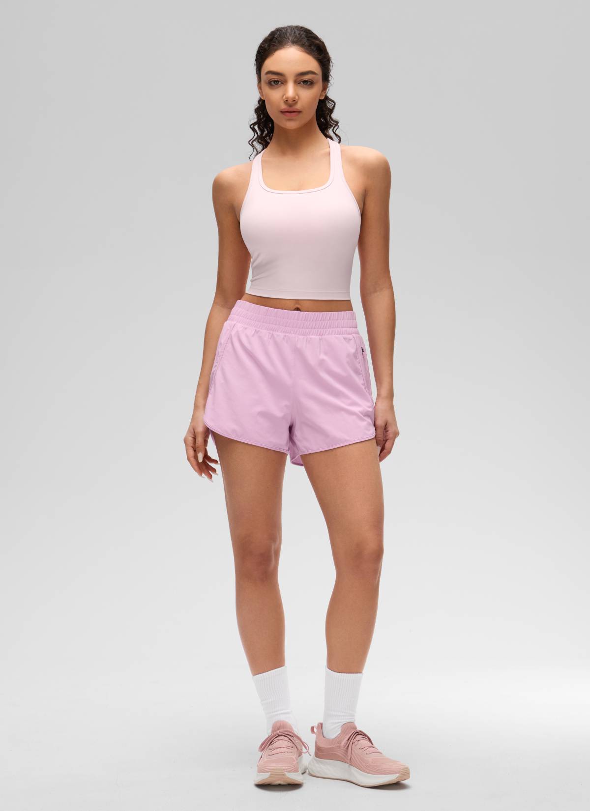 CRZ YOGA Yoga Wanita Sokongan rendah Butterluxe Bra Leher Serong Belakang-Y Strawberi Merah Jambu