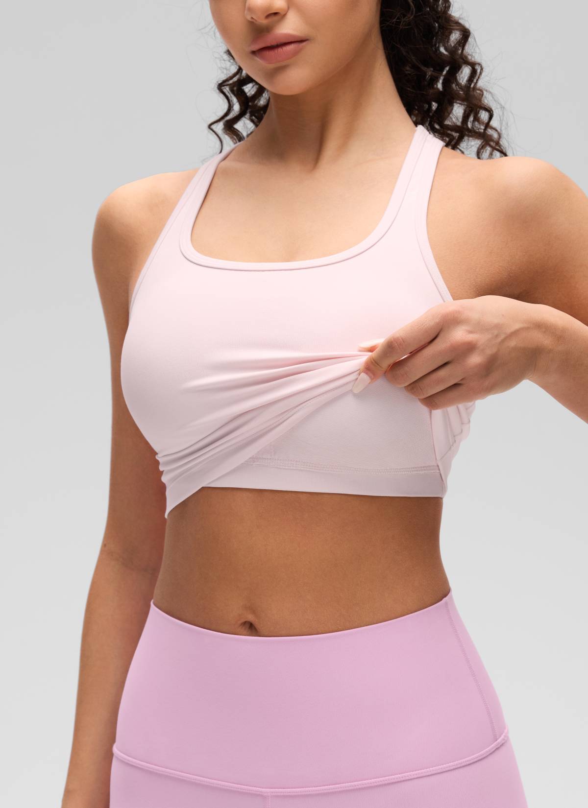 CRZ YOGA Yoga Wanita Sokongan rendah Butterluxe Bra Leher Serong Belakang-Y Strawberi Merah Jambu