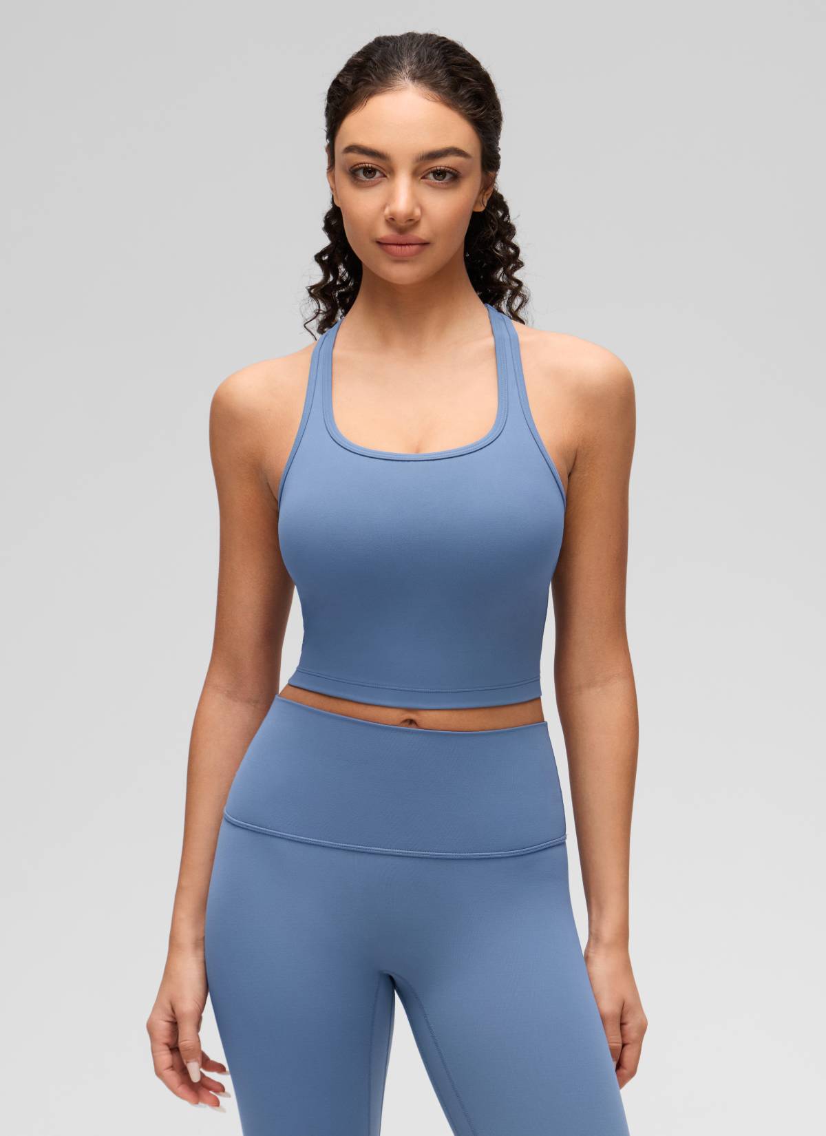 CRZ YOGA Yoga Wanita Sokongan rendah Butterluxe Bra Leher Serong Y-Back Oasis Biru