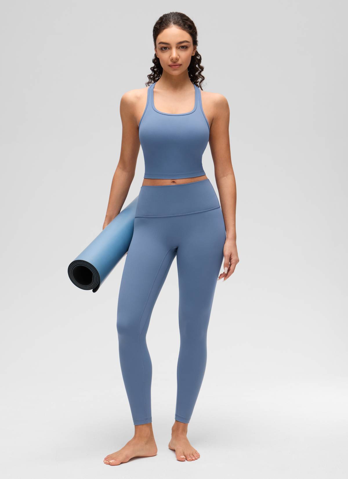 CRZ YOGA Yoga Wanita Sokongan rendah Butterluxe Bra Leher Serong Y-Back Oasis Biru