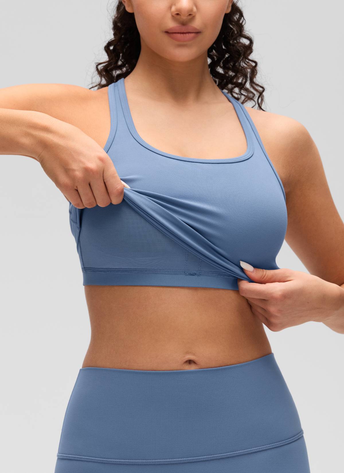 CRZ YOGA Yoga Wanita Sokongan rendah Butterluxe Bra Leher Serong Y-Back Oasis Biru