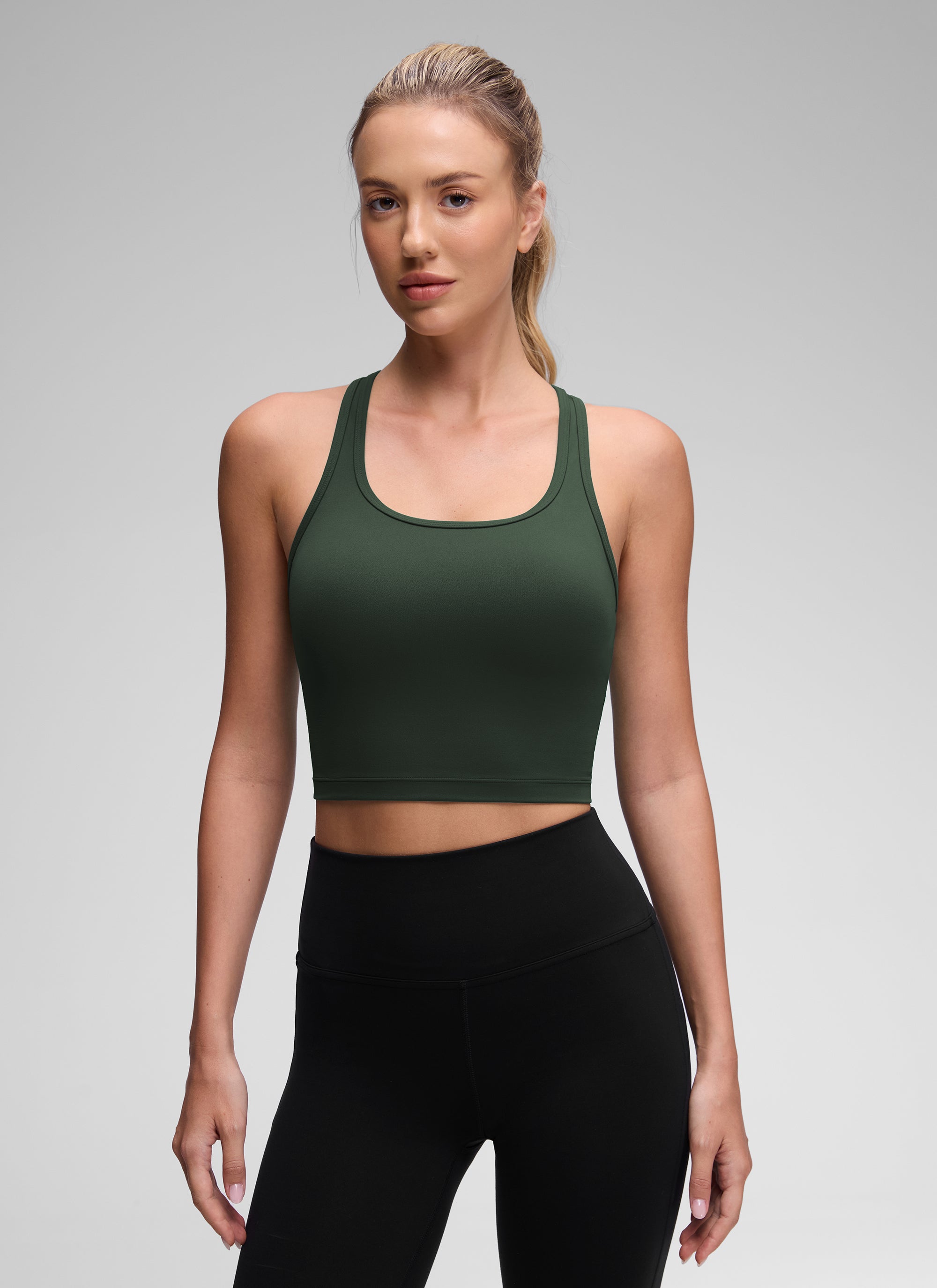 CRZ YOGA Yoga Wanita Sokongan rendah Butterluxe Bra Leher Serong Belakang-Y Legend Green