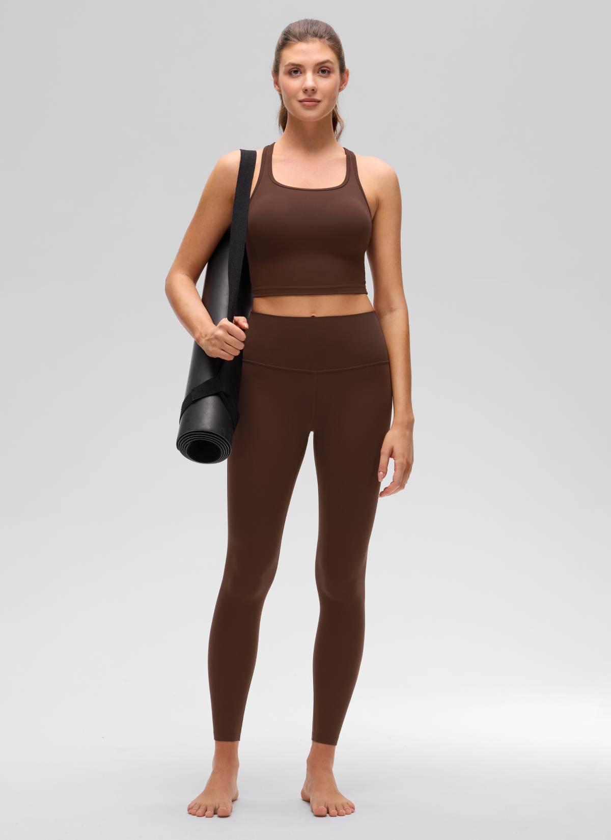 CRZ YOGA Yoga Wanita Sokongan rendah Butterluxe Bra Leher Serong Belakang-Y Coklat Lava