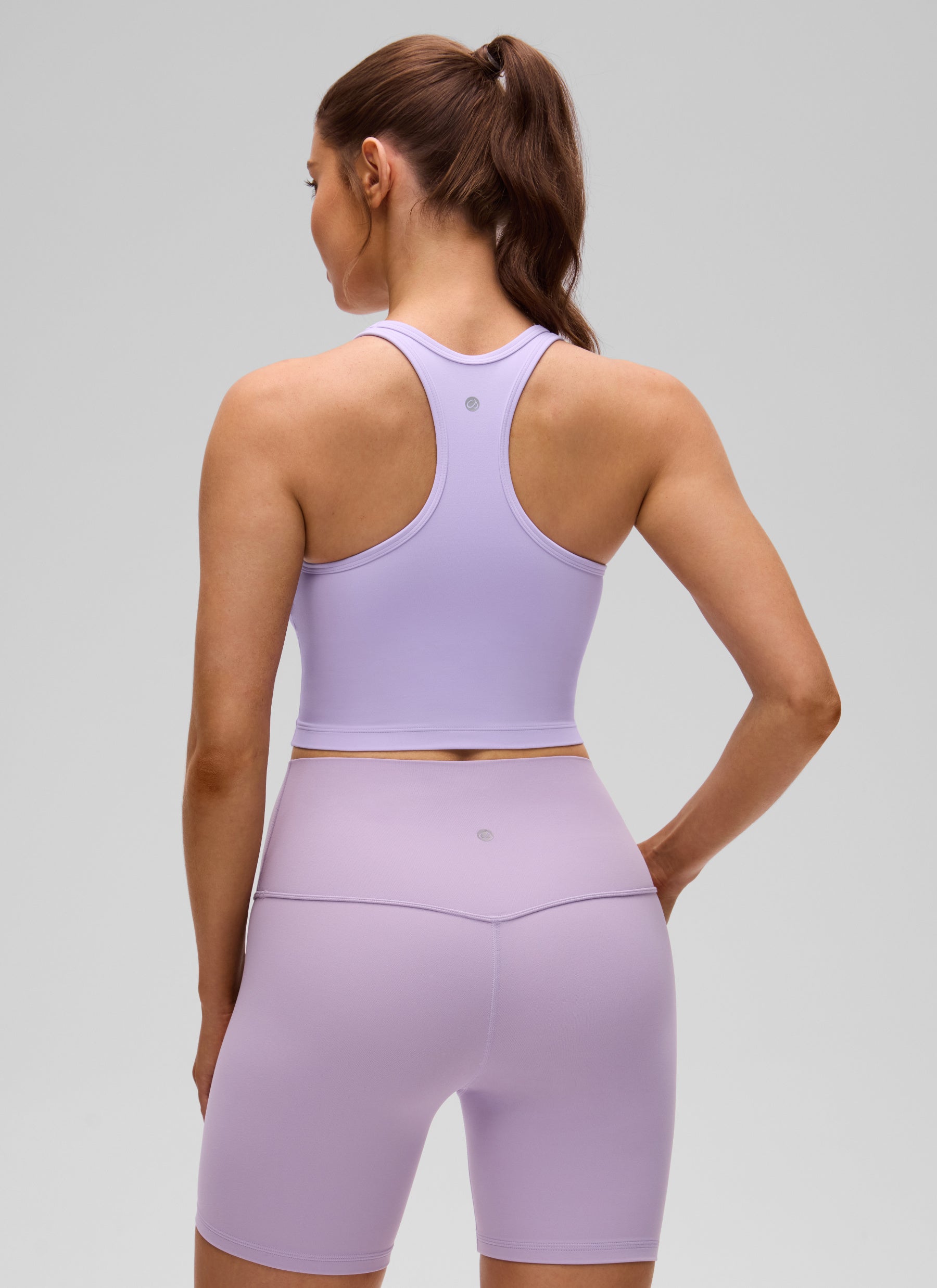 Sokongan Rendah CRZ YOGA Yoga Wanita Butterluxe Bra Leher Serong Belakang Lavender Frost