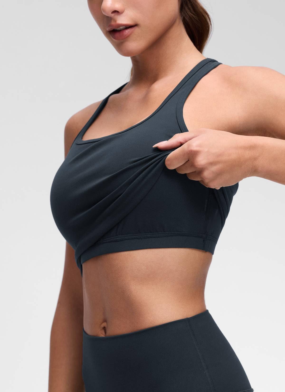 CRZ YOGA Yoga Wanita Sokongan rendah Butterluxe Bra Leher Serong Y-Back True Navy