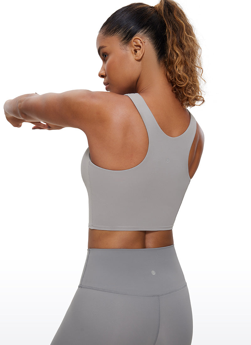 CRZ YOGA Tank Top Sukan Sokongan Rendah Butterluxe Berleher Tinggi Belakang Racerback Wanita Gull Gray