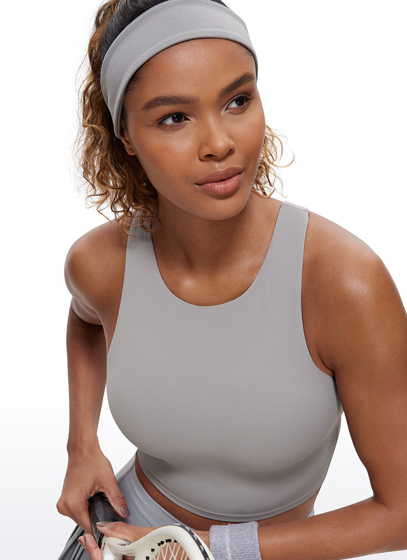 CRZ YOGA Tank Top Sukan Sokongan Rendah Butterluxe Berleher Tinggi Belakang Racerback Wanita Gull Gray