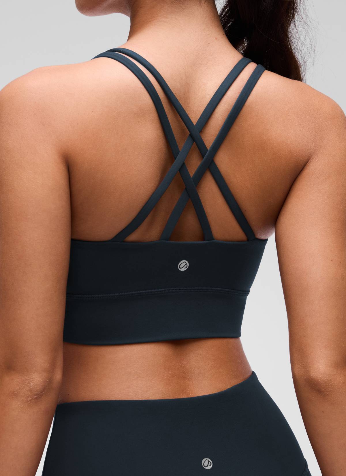 CRZ YOGA Womens Butterluxe Strappy Longline Criss Cross Molded Cup Bra True Navy