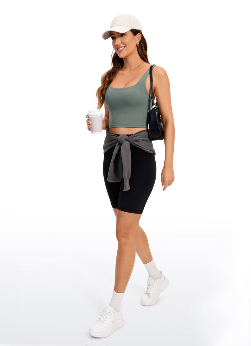 CRZ YOGA Yoga Wanita Impak Rendah Butterluxe Bra Garis Panjang Leher Segiempat Kelabu Sage
