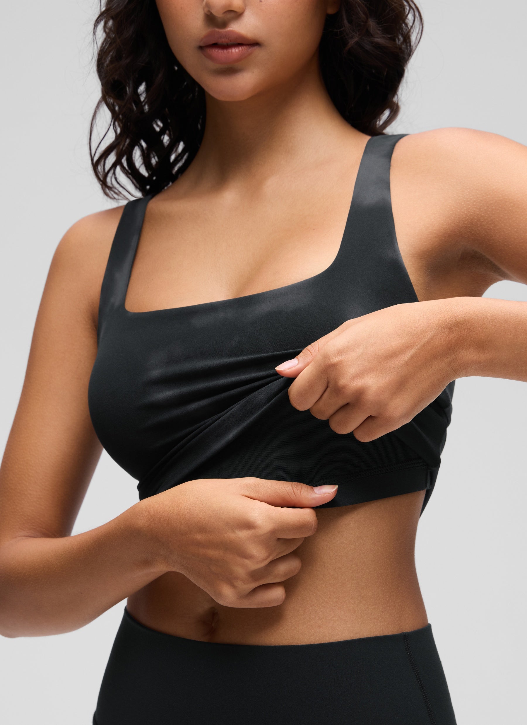 CRZ YOGA Yoga Wanita Impak Rendah Butterluxe Bra Garis Panjang Leher Segi Empat Bunga Pewarna Tali Hitam