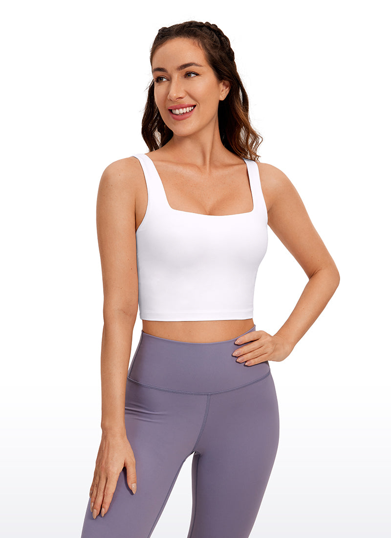 CRZ YOGA Yoga Wanita Impak Rendah Butterluxe Bra Garis Panjang Leher Segi Empat Putih