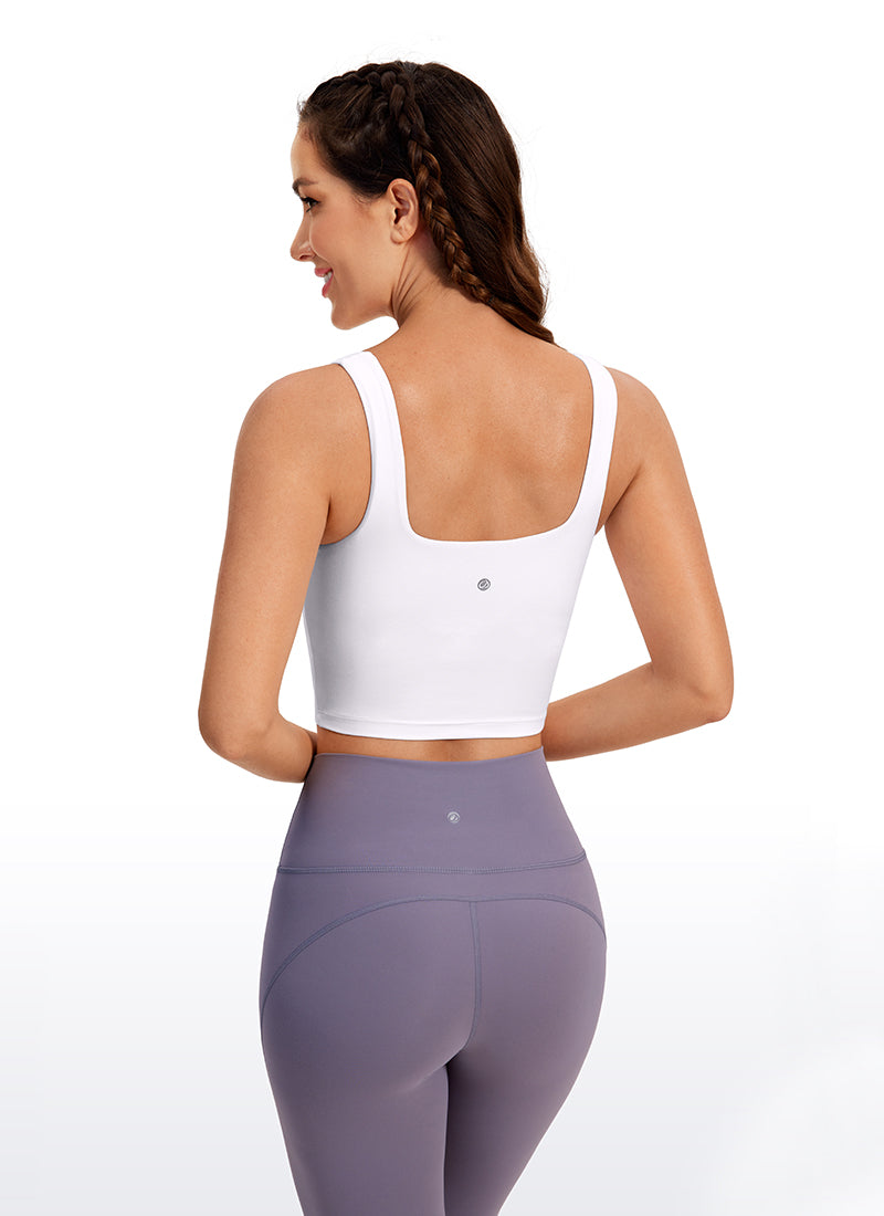 CRZ YOGA Yoga Wanita Impak Rendah Butterluxe Bra Garis Panjang Leher Segi Empat Putih