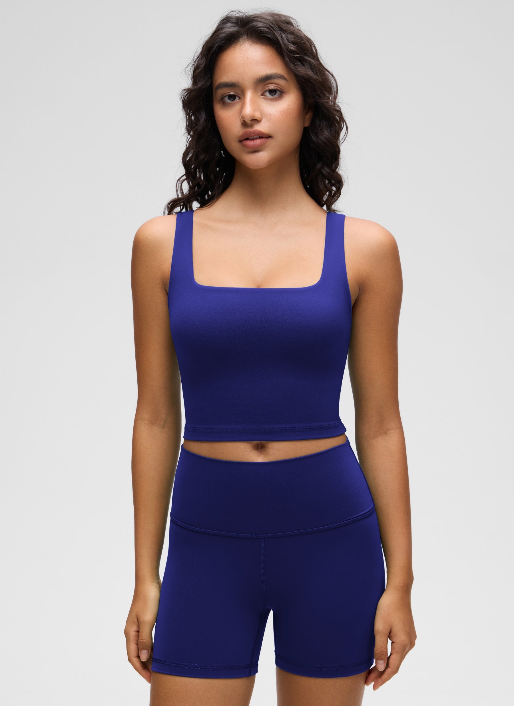 CRZ YOGA Yoga Wanita Impak Rendah Butterluxe Bra Garis Panjang Leher Segi Empat Larkspur Biru