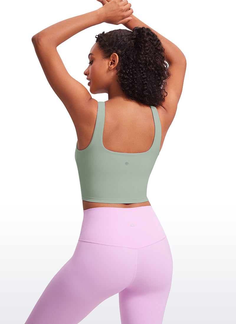 CRZ YOGA Yoga Wanita Impak Rendah Butterluxe Bra Garis Panjang Leher Segi Empat Hijau Palm Court