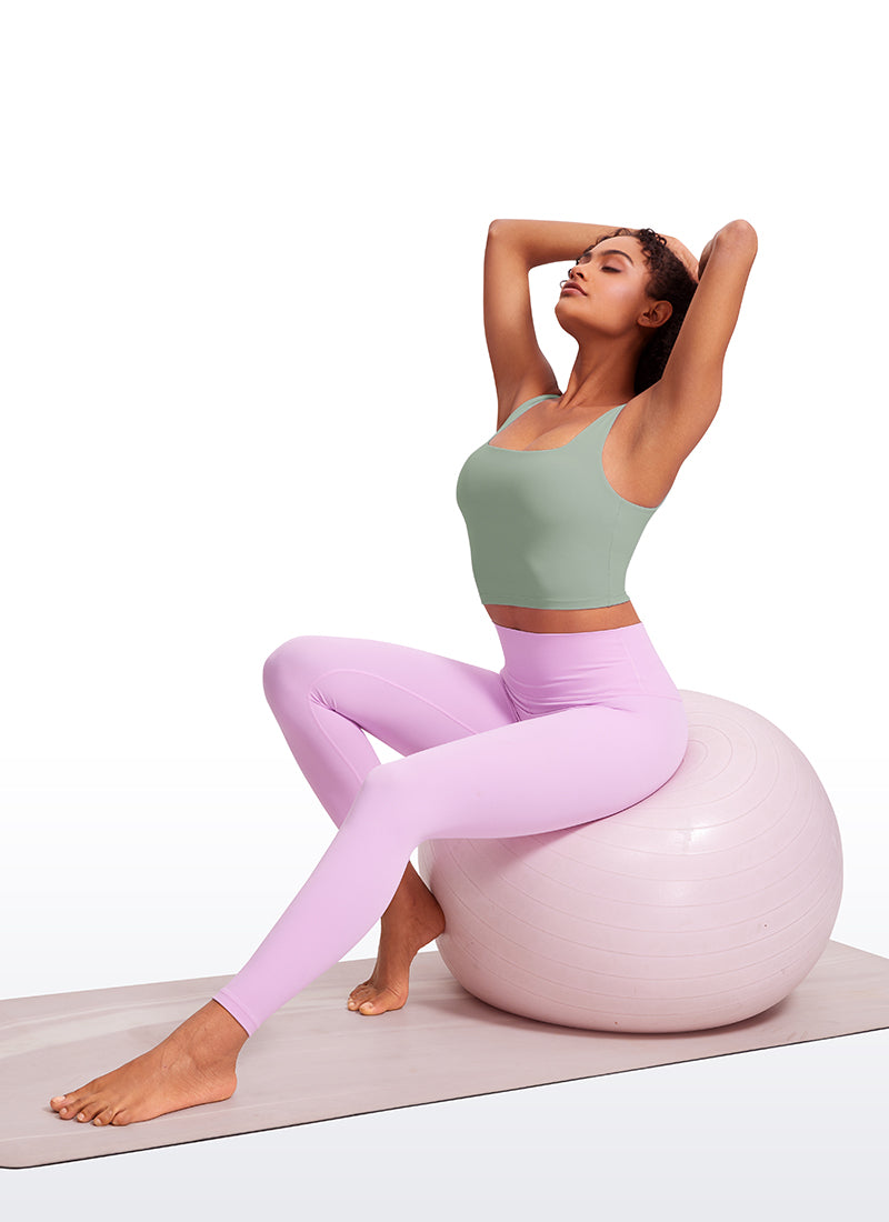 CRZ YOGA Yoga Wanita Impak Rendah Butterluxe Bra Garis Panjang Leher Segi Empat Hijau Palm Court