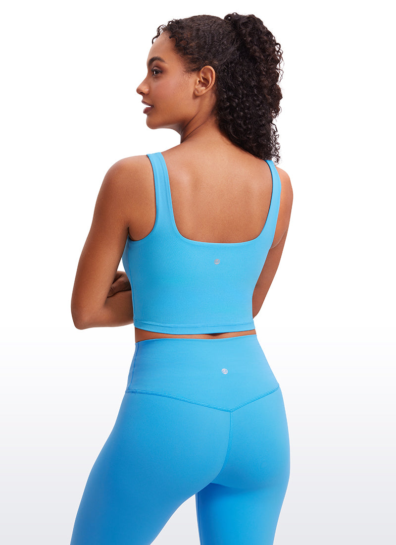 CRZ YOGA Yoga Wanita Impak Rendah Butterluxe Bra Longline Leher Segiempat Kayak Biru