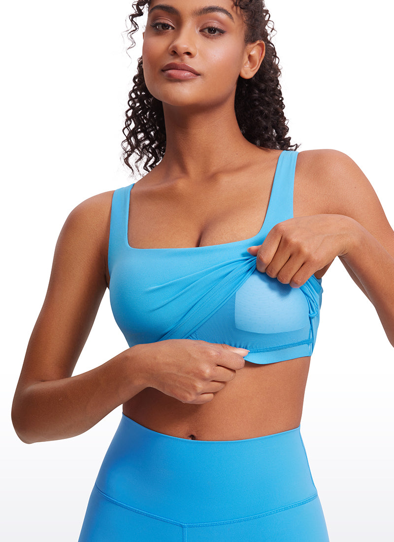 CRZ YOGA Yoga Wanita Impak Rendah Butterluxe Bra Longline Leher Segiempat Kayak Biru