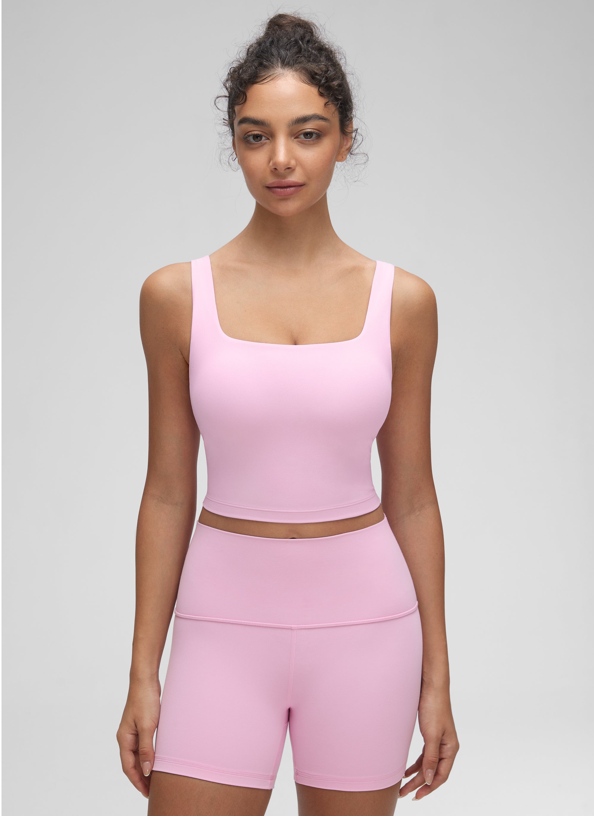 CRZ YOGA Yoga Wanita Impak Rendah Butterluxe Bra Garis Panjang Leher Segi Empat Vita Pink