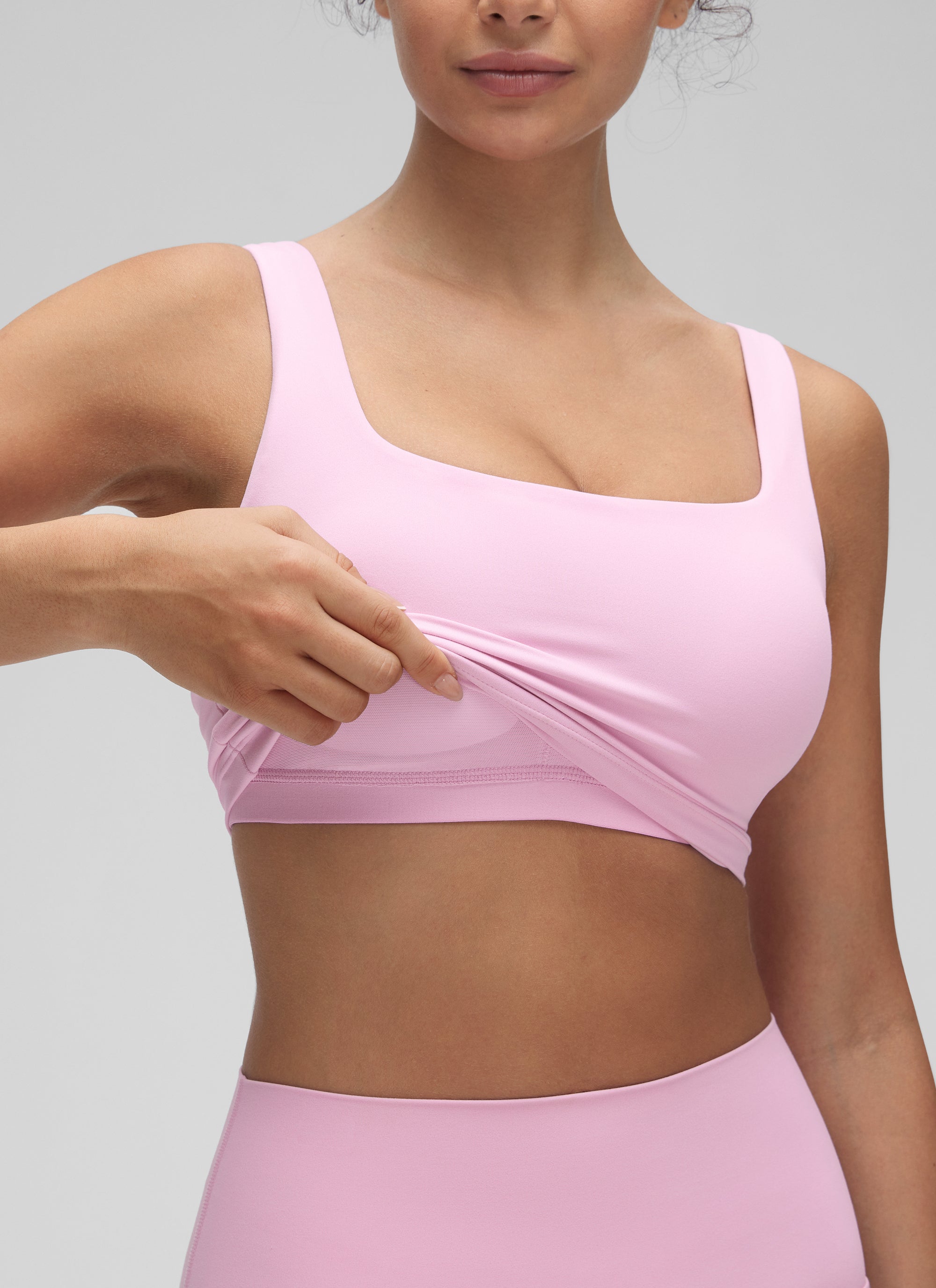CRZ YOGA Yoga Wanita Impak Rendah Butterluxe Bra Garis Panjang Leher Segi Empat Vita Pink