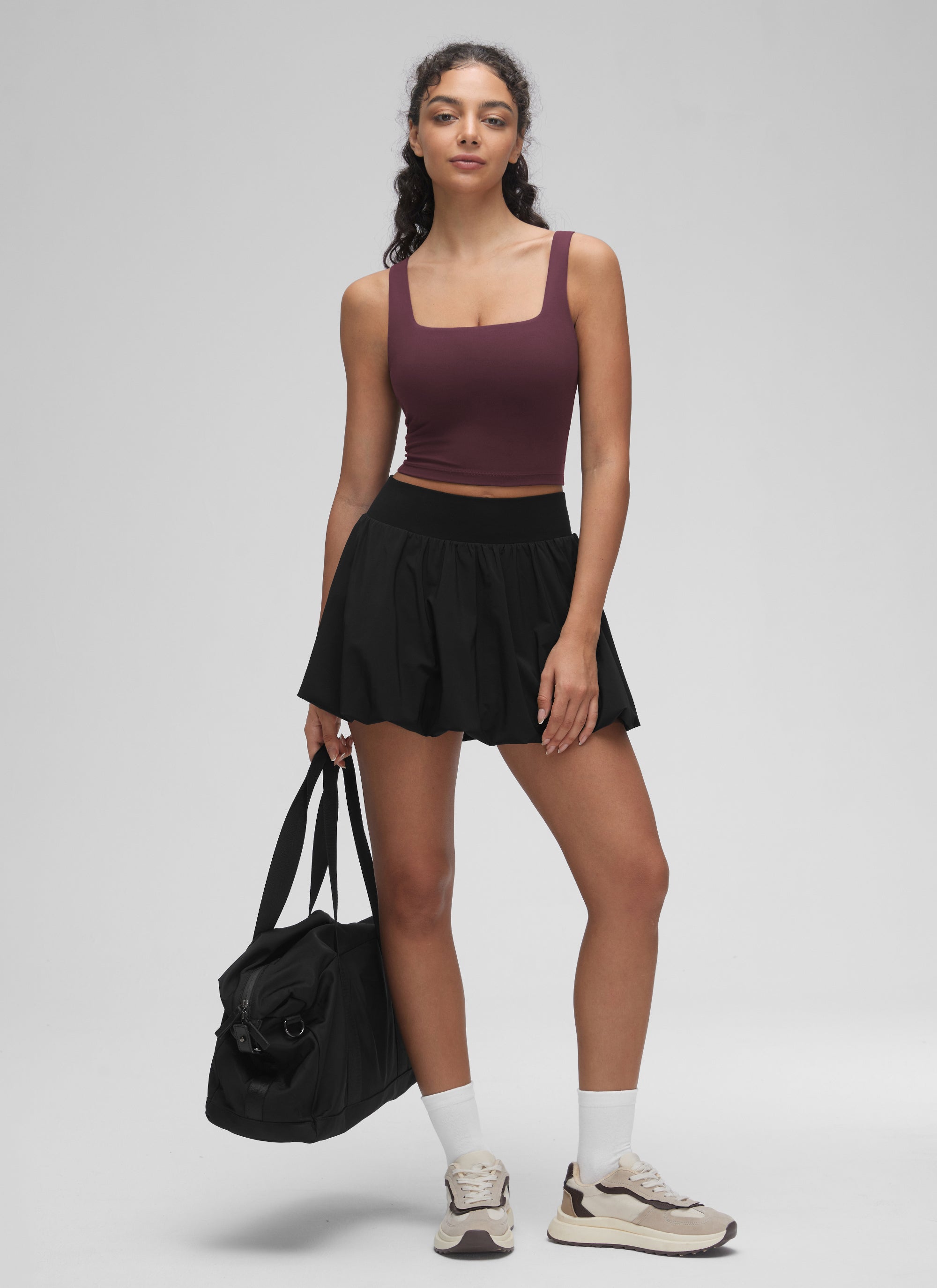 CRZ YOGA Yoga Wanita Impak Rendah Butterluxe Bra Garis Panjang Leher Segi Empat Plum Masak