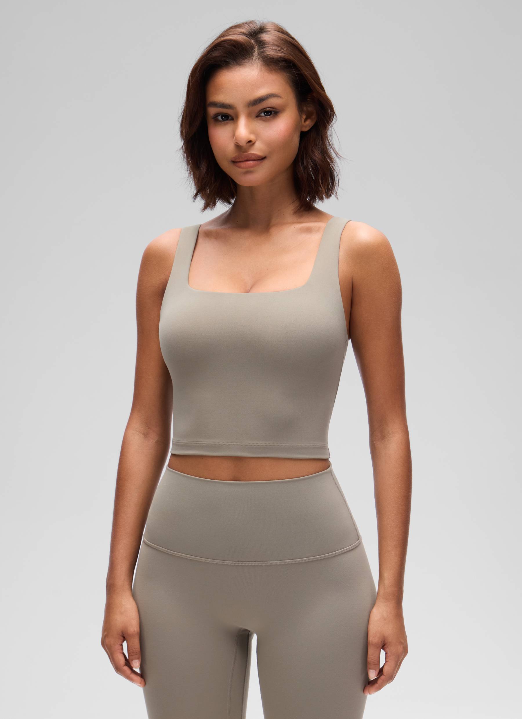 CRZ YOGA Yoga Wanita Impak Rendah Butterluxe Bra Garis Panjang Leher Segi Empat Kelabu Abu Hangat