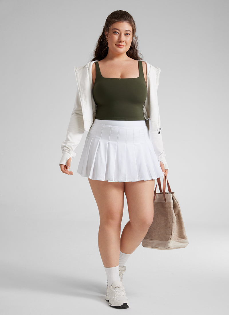 CRZ YOGA Yoga Wanita Impak Rendah Butterluxe Bra Garis Panjang Leher Segi Empat Hijau Zaitun