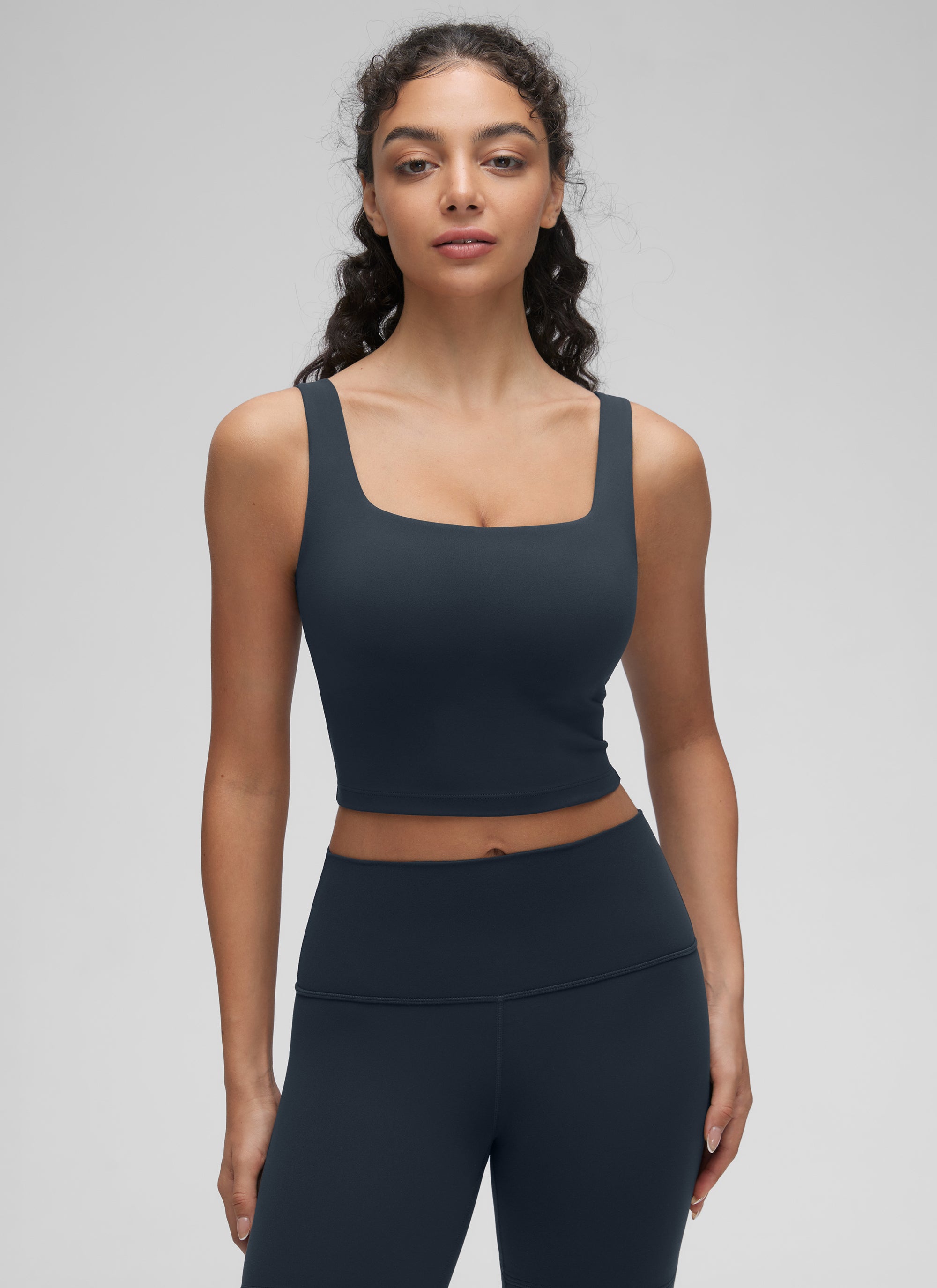 CRZ YOGA Yoga Wanita Impak Rendah Butterluxe Bra Garis Panjang Leher Segi Empat Warna Biru Tulen