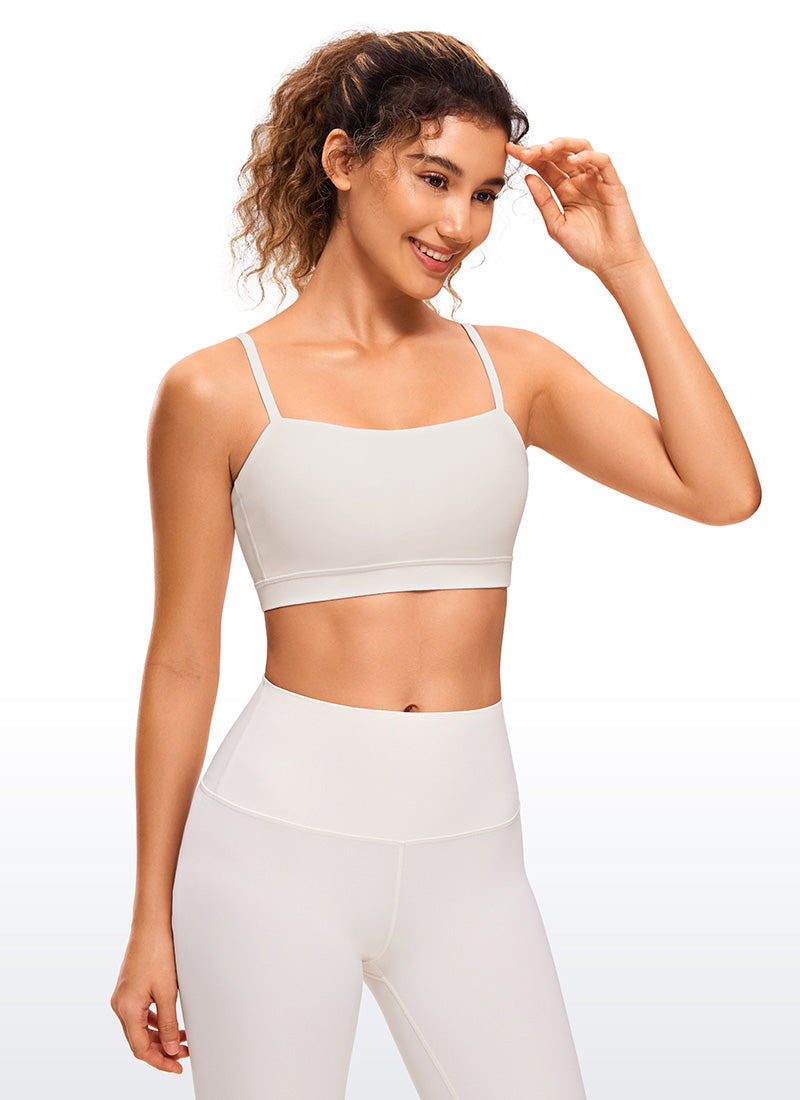 CRZ YOGA Bra Sukan Bertali Halus Spageti Boleh Laras Butterluxe Wanita Apricot Putih