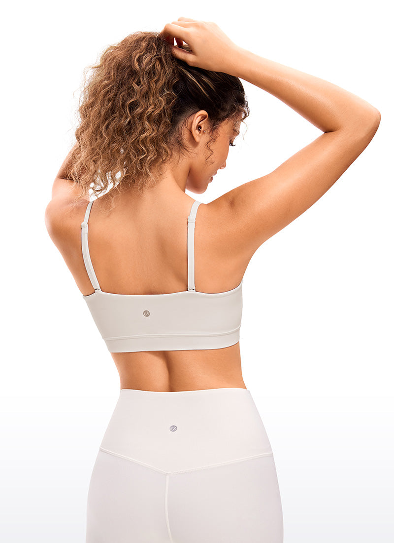 CRZ YOGA Bra Sukan Bertali Halus Spageti Boleh Laras Butterluxe Wanita Apricot Putih