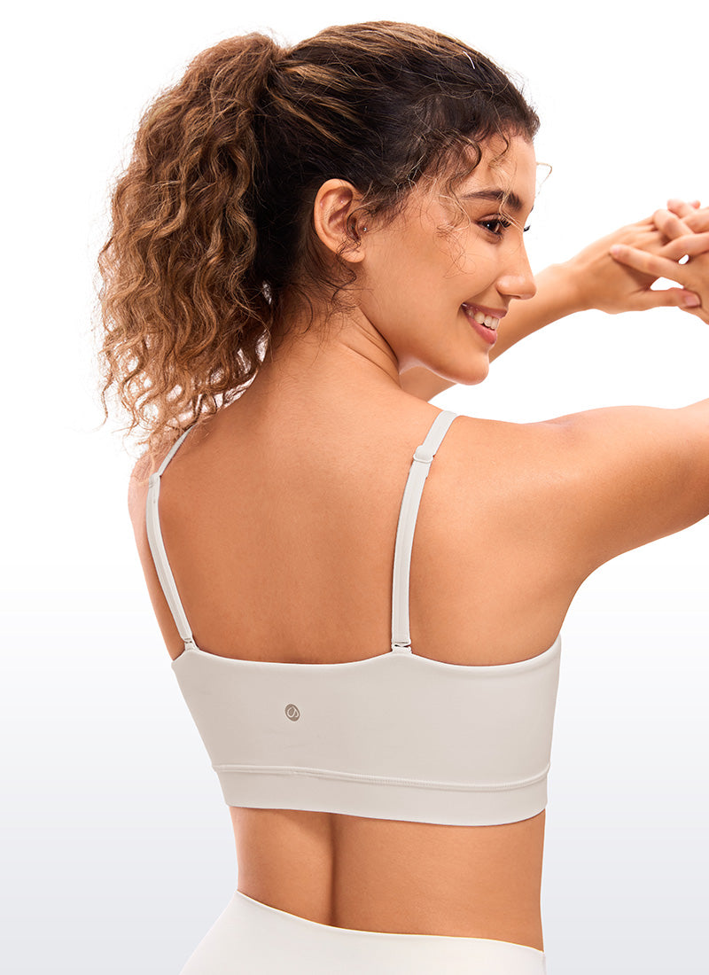 CRZ YOGA Bra Sukan Bertali Halus Spageti Boleh Laras Butterluxe Wanita Apricot Putih