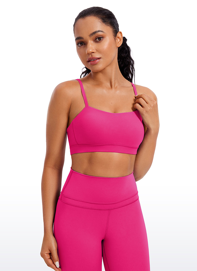 CRZ YOGA Bra Sukan Bertali Halus Spageti Boleh Laras Butterluxe Wanita Merah Jambu Granita