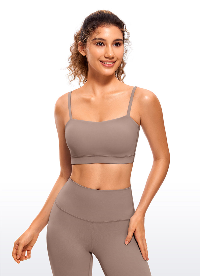 CRZ YOGA Bra Sukan Bertali Halus Spageti Boleh Laras Butterluxe Wanita Ungu Perang