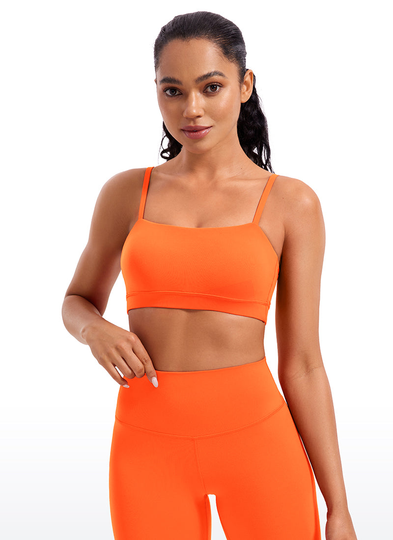 CRZ YOGA Bra Sukan Bertali Halus Spageti Boleh Laras Butterluxe Wanita Oren Neon