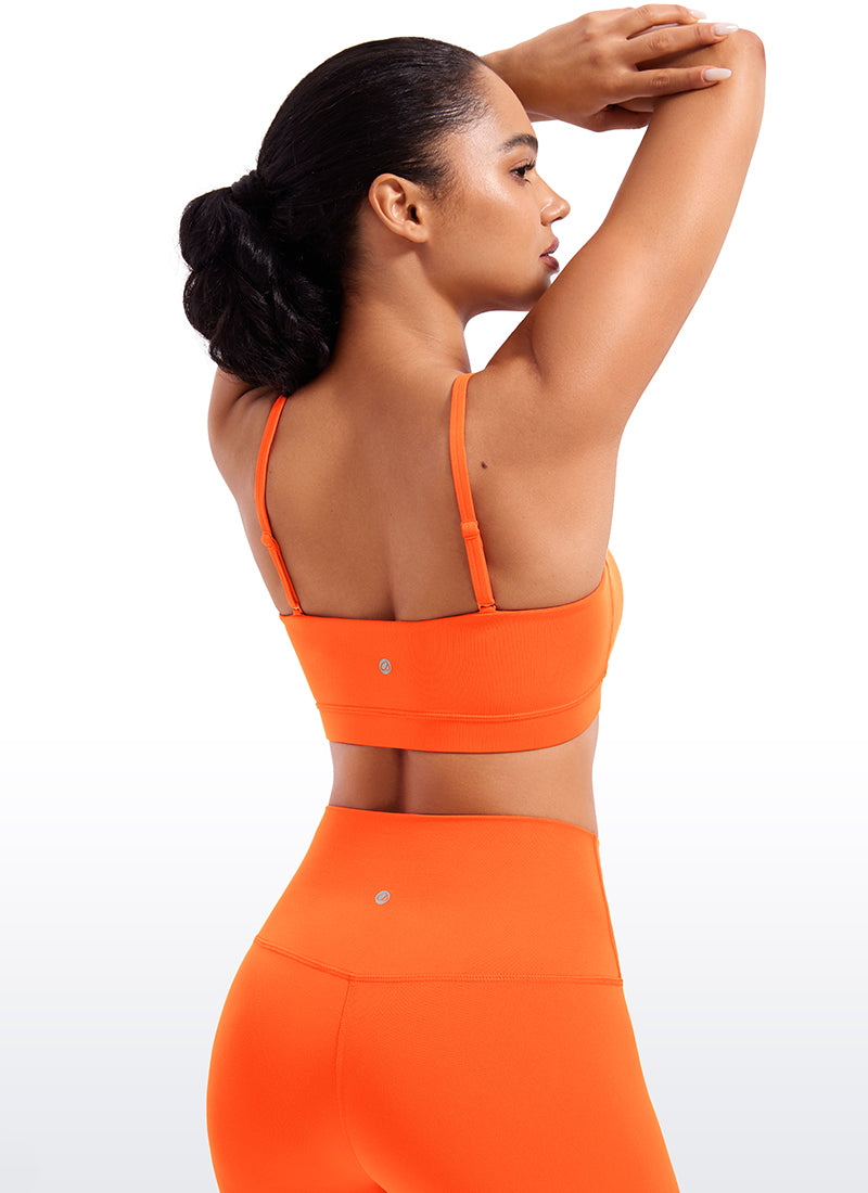 CRZ YOGA Bra Sukan Bertali Halus Spageti Boleh Laras Butterluxe Wanita Oren Neon
