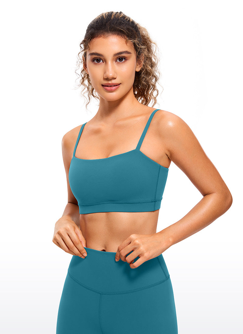 CRZ YOGA Bra Sukan Bertali Halus Spageti Boleh Laras Butterluxe Wanita Hijau Borealis