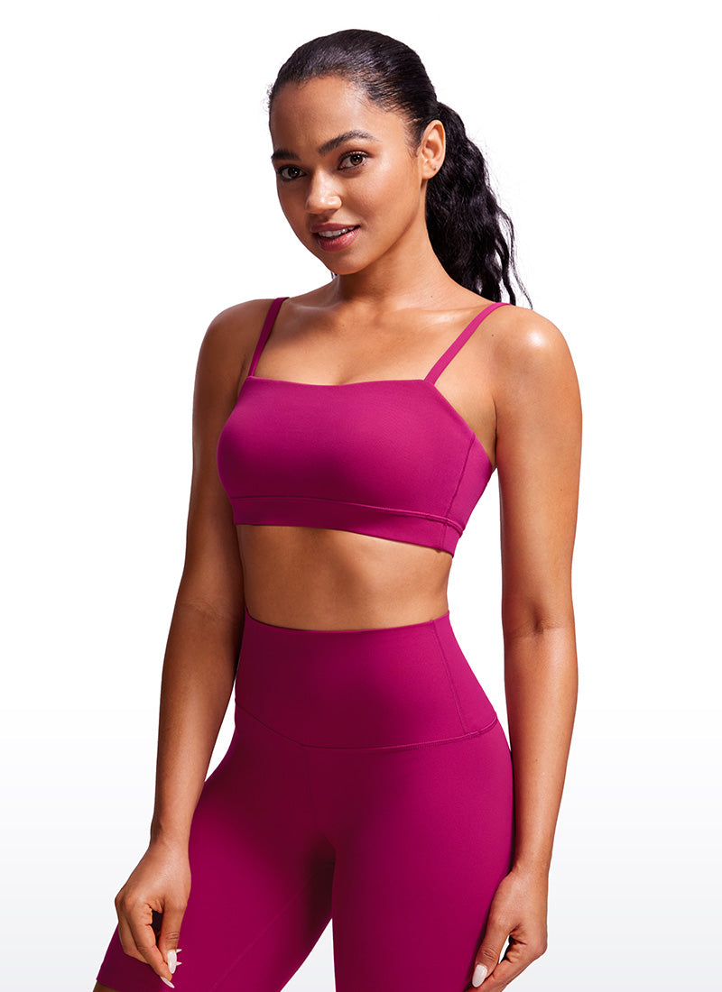 CRZ YOGA Bra Sukan Bertali Halus Spageti Boleh Laras Butterluxe Wanita Ungu Magenta